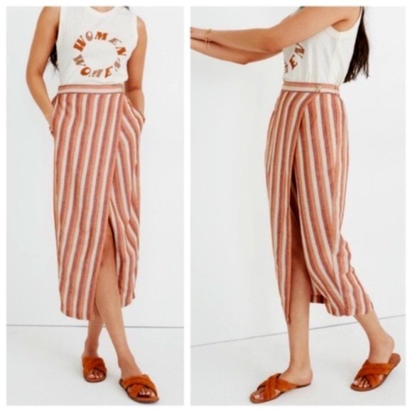 Madewell Dresses & Skirts - NWT Madewell Striped Pull-On Wrap Midi Skirt (S)